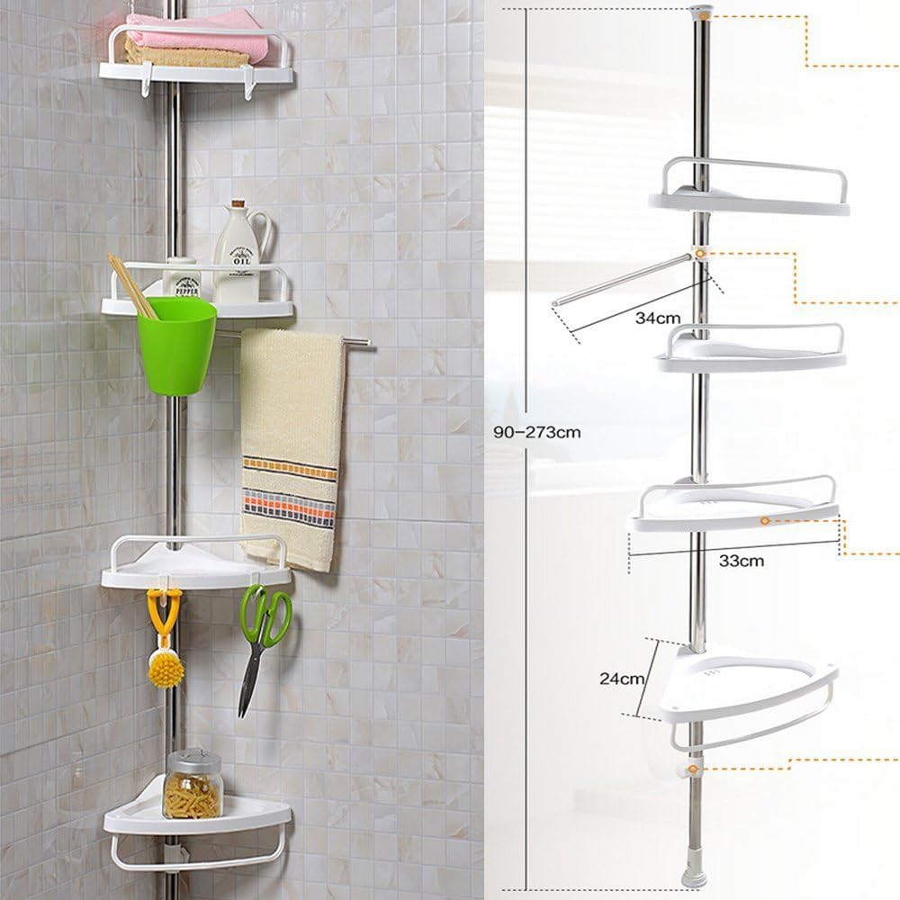 Stella Telescopic Shower Shelf caddy bathroom corner storage unit white