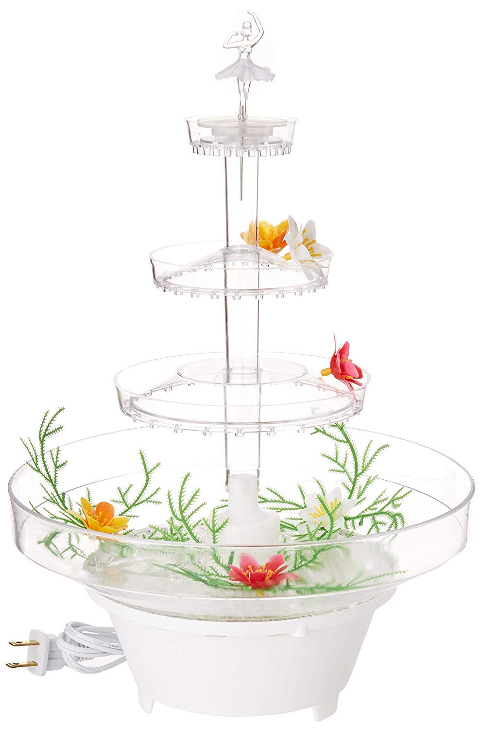 Lighted Plastic Water Fountain for Weddings, Garden, Home, Office, or Cake Centerpiece
