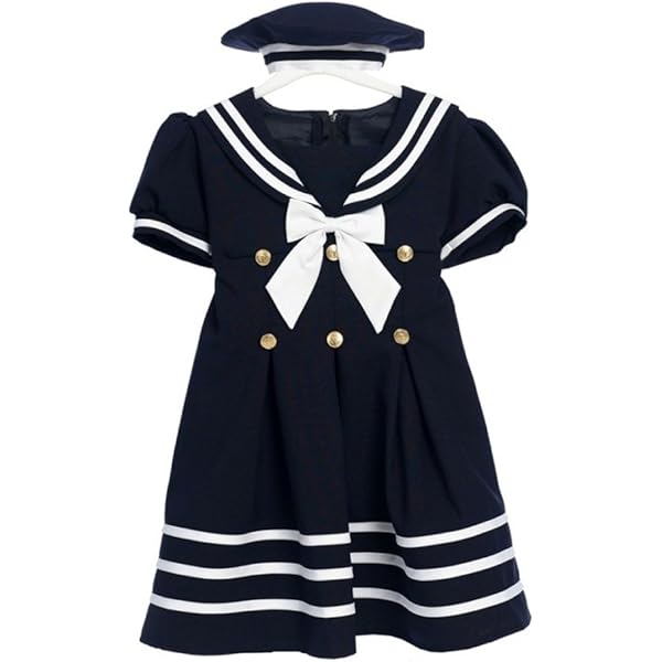 blue and white striped sailor dress Girls White Nautical Sailor dress 4T main image 1