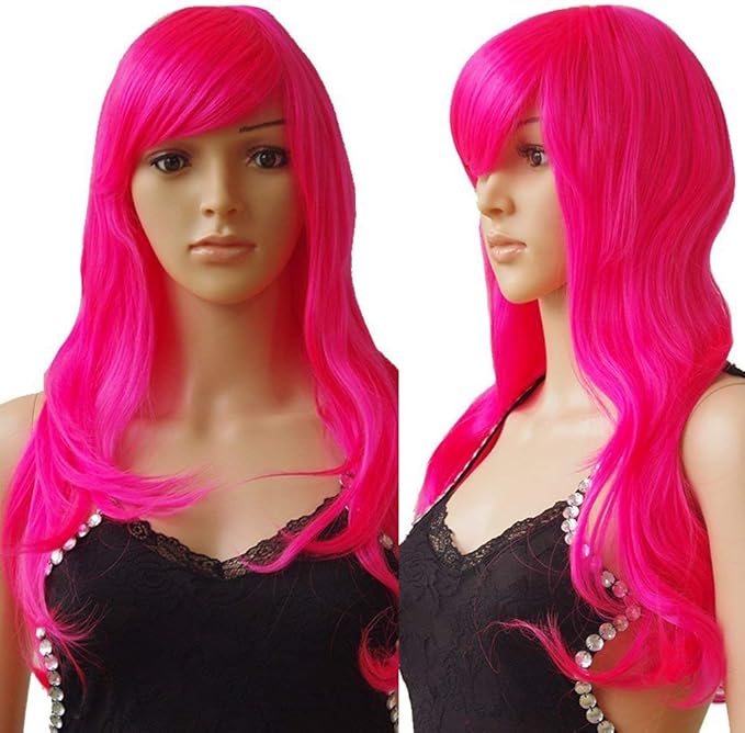 Snoilite® Hot Pink Wigs For Women Full Head Wigs For Women Fancy Dress