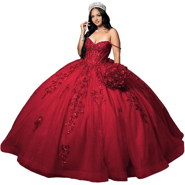 strapless open back dress Strappy Corset-Back Long Prom Dress with Beading Red / XLarge main image 1