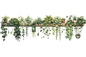MeyRolizn Nature Green Plants Peel and Stick Wall Decals Wallpaper, Removable Wall Decals Shelves Green Plants Vinyl Art Wall