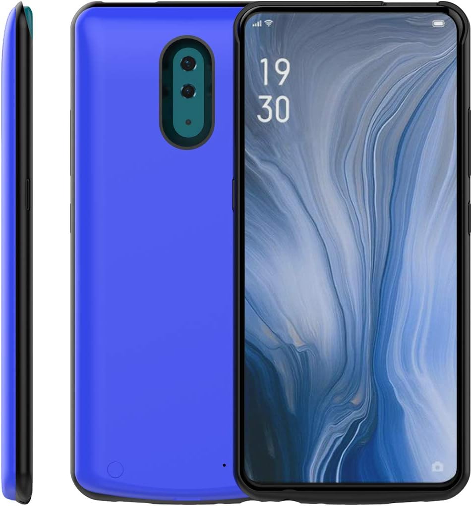 Rngqun Battery Case for Oppo Reno Z 6500mAh Battery, Rechargeable Battery Charging Case,Ultra Slim External Charger Case Portable Backup Power Bank for Oppo Reno Z 6500mAh Battery,Blue