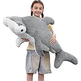 Tezituor 43.3 inch Giant Hammerhead Shark Stuffed Animal, 4ft Large Stuffed Hammerhead Shark Plush Ocean Toys, Realistic Gray Shark Plush Pillow for Girls Boys