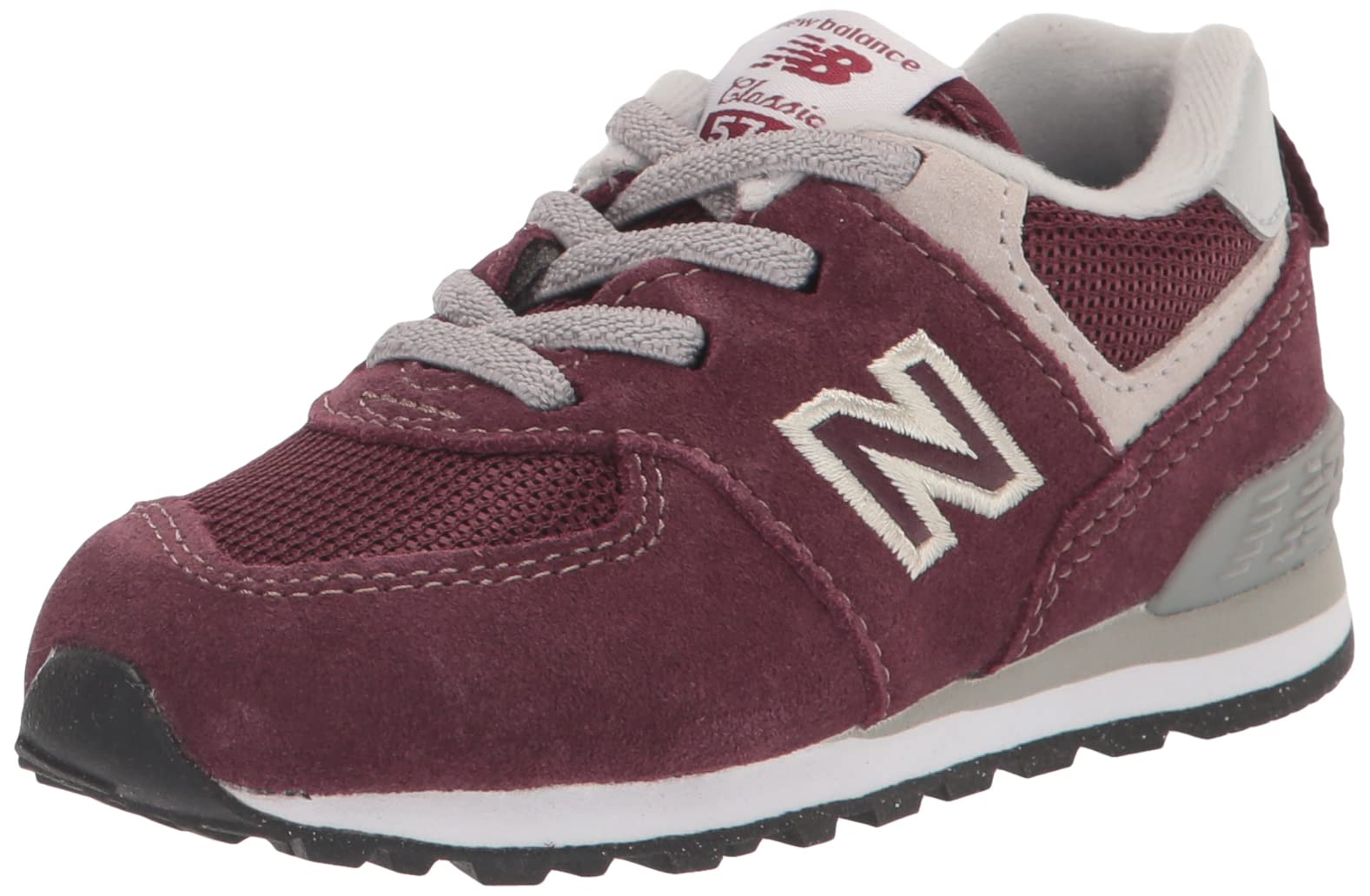 New Balance Kid's 574 Core Bungee Sneaker, Burgundy/White, 5.5 W Toddler (1-4 Years) Image
