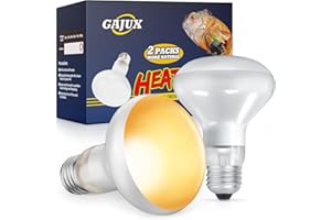 GAJUX Reptile Heat Lamp 2 Pack, 100W Heat Lamp Bulbs for Reptiles, Amphibians Basking Heat Lamp Bulbs, UVA Daylight Basking Light for Reptiles, Bearded Dragon, Lizard, Turtle, Chicken