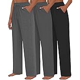 Kivdol 3 Pack Womens Yoga Sweatpants Wide Leg Lounge Pajamas Pants Drawstring Workout Comfy Joggers Sweatpants Pants Pockets