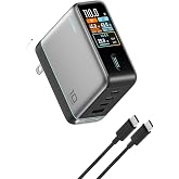 CUKTECH 100W USB C Charger, 4-Port GaN Wall Charger with Smart Display | Real-Time Wattage Display, 3 USB-C + 1 USB-A, for MacBook Pro/Air, iPhone 17/16, Galaxy S26 and Pixel, 240W Cable Included
