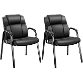 OLIXIS Office Waiting Room Chairs Set of 2, Stationary Side Guest Chair | PU Leather, Comfy Padded Arms, Fit Home Conference Meeting Lobby Area, Medical Clinic Church