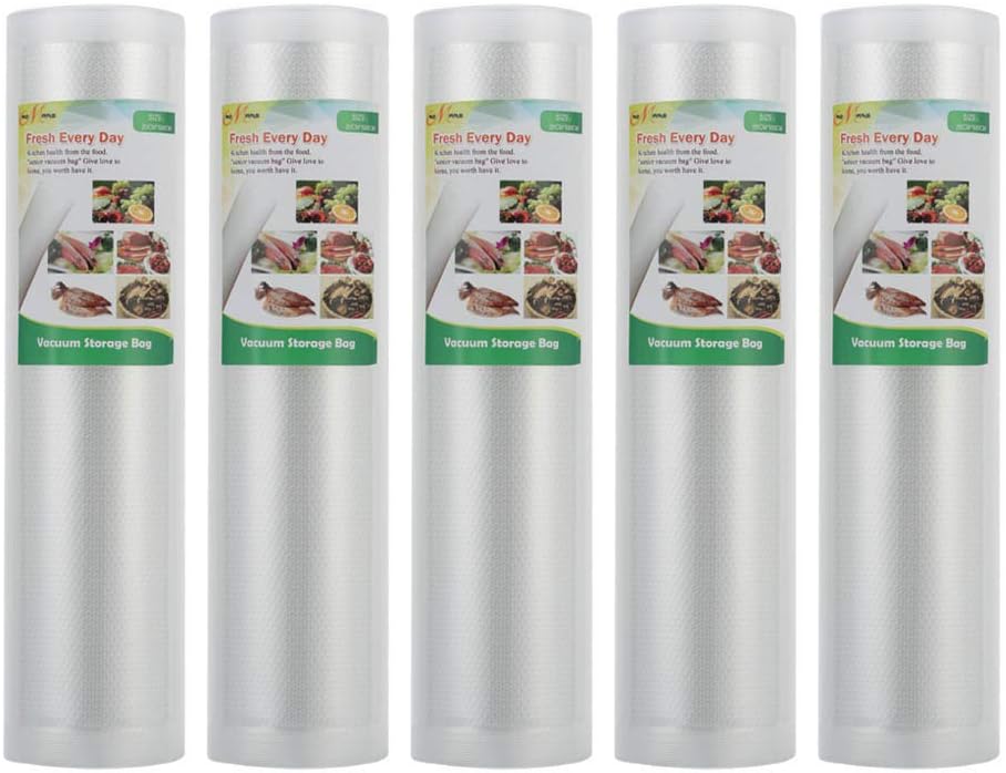 Pack of 5 Vacuum Food Sealer Rolls Total 25m, | Many Dimensions Available | for Home/Domestic use | for Vacuum Sealer Equipment (25cmx500cm) (20cmx500cm)