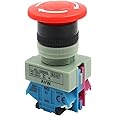 Baomain Emergency Stop Switch Push Button Switch AC 600V 10A Red Mushroom 22mm NO NC (1 PCS)