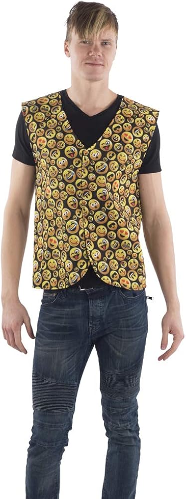 Dress Up America Smiling Faces Printed Vest for Adults - Beautiful Dress Up Set for Role Play, Multicolour, L-XL