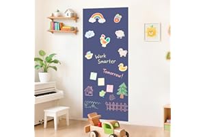 FANPROMS Magnetic Wall Decal 120x45CM Dusty Blue Magnetic Chalk Board Sticker Magnet Chalkboard for Wall Peel and Stick Self 