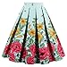 Dressever Women's Vintage A-line Printed Pleated Flared Midi Skirts Flower Bee Medium