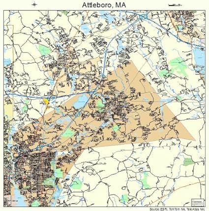 Amazon.com: Large Street & Road Map of Attleboro, Massachusetts MA