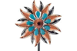 VEWOGARDEN Flower Wind Spinners, Kinetic Wind Sculptures & Spinners Outdoor Metal Wind Spinners for Yard and Garden 62.5 * 13.4 Inches
