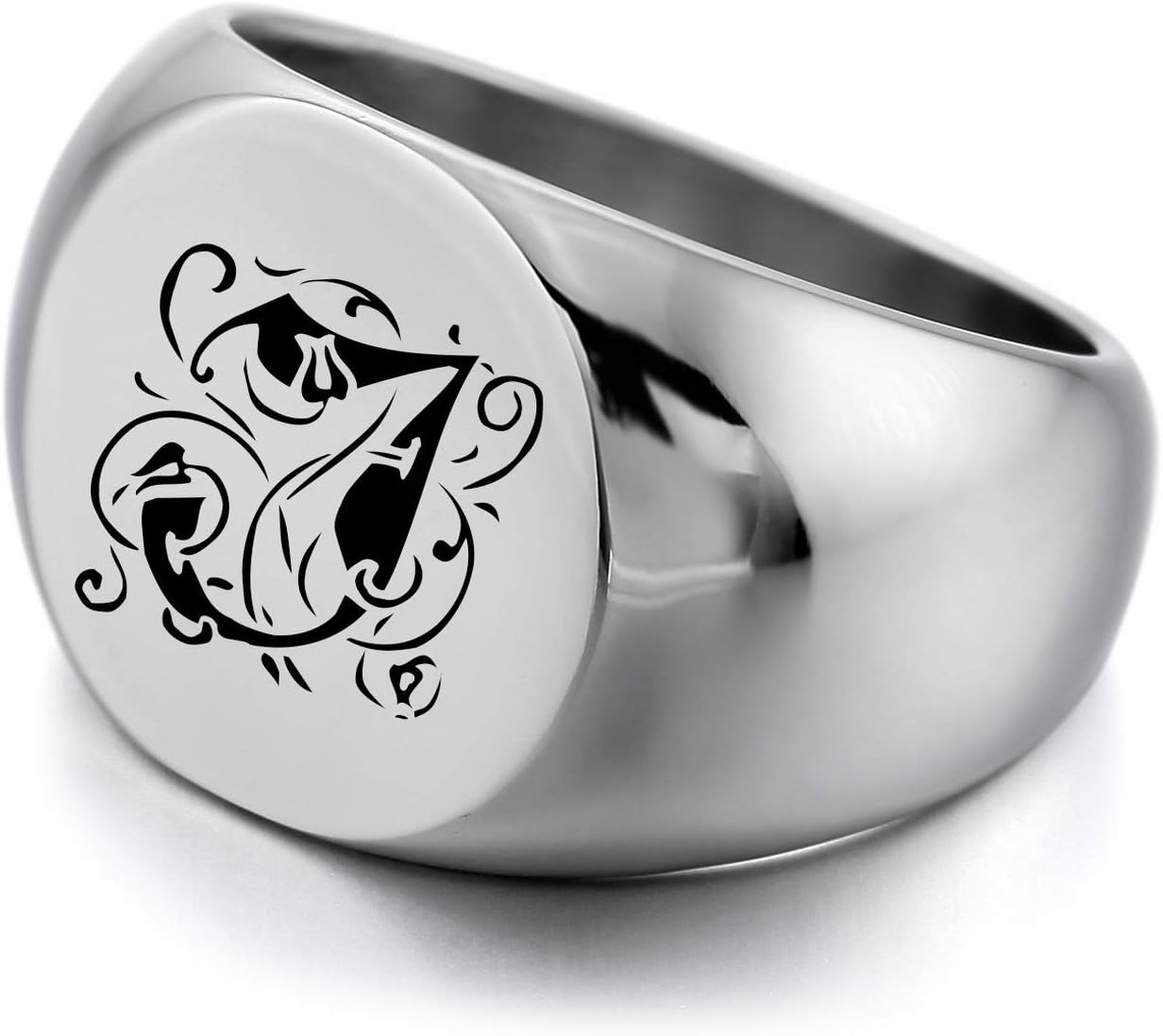 MeMeDIY Silver Tone Stainless Steel Ring Signet - Customized Engraving
