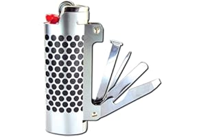 KIPP BROTHERS Lighter Case Stainless Steel Multi-Tool Bottle Opener/Scraper/Grinder/Packer/Picker/File for BIC Lighters