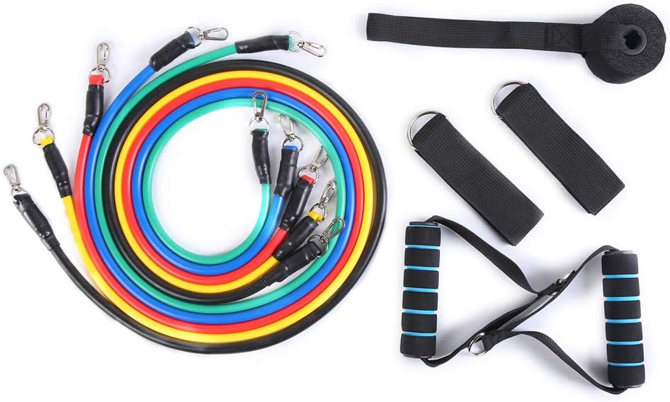 Resistance Bands Set Exercise Fitness Resistance Bands Kit Come with 5 Fitness Tubes, Handles, Door Anchor, Ankle Straps, Carrying Pouch, Workout for Stretch Workout, Home Gym & Physical Therapy