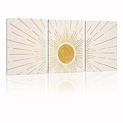 Boho Wall Decor, Set of 3 Modern Gold Boho Sun Wall