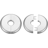 HARFINGTON 2pcs Wall Split Flange 17mm/0.7" Self-Adhesive Plumbing Cover Plates ABS Plastic Round Escutcheon Plate Buckle Design for Water Pipe Bathroom Kitchen Decoration, Silver Tone