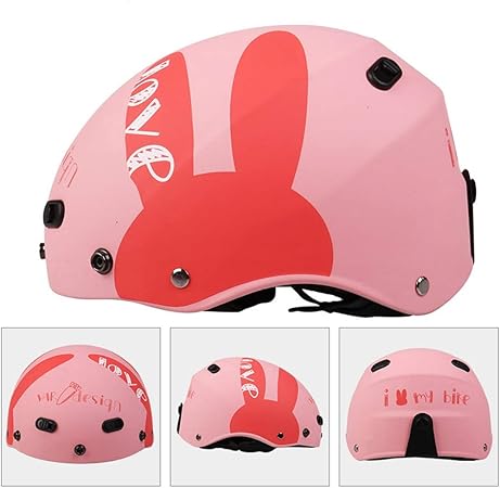 Amazon 半帽ヘルメット レディース ヘルメット かわいい ハーフヘルメット 原付 ヘルメット Uvカット メンズ 自転車 通気 吸汗 日焼け止め オールシーズン 内装 洗濯可 男女兼用 おしゃれ 絵 ヘルメット L 頭囲 56 59cm ピンク 紅兎 半帽 車 バイク