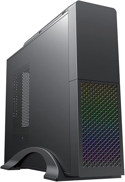 CiT S015B Micro-ATX Desktop PC Case RGB Rainbow Front Fan 300W PSU Black