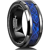 XIIDENG 6mm 8mm Silver/14K Gold/Black Tungsten Carbide Men's Fashion Wedding Ring Suitable for Daily Wear Sizes 7 to 13