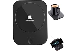 Mug Warmer with Phone Charging, Coffee Cup Warmer for Desk, Rechargeable Heated Coaster for Office Home Use