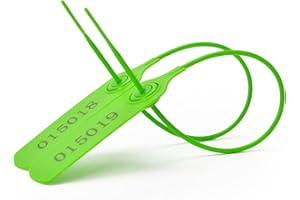 SSSEALTAG 100pcs Numbered Security Seals Tamper Resistant Tags Plastic Lable Sign Safety Zip Ties Self-Locking for Luggage, Bags, Shoes, Shipping, Lock Tag (Green,100pcs)