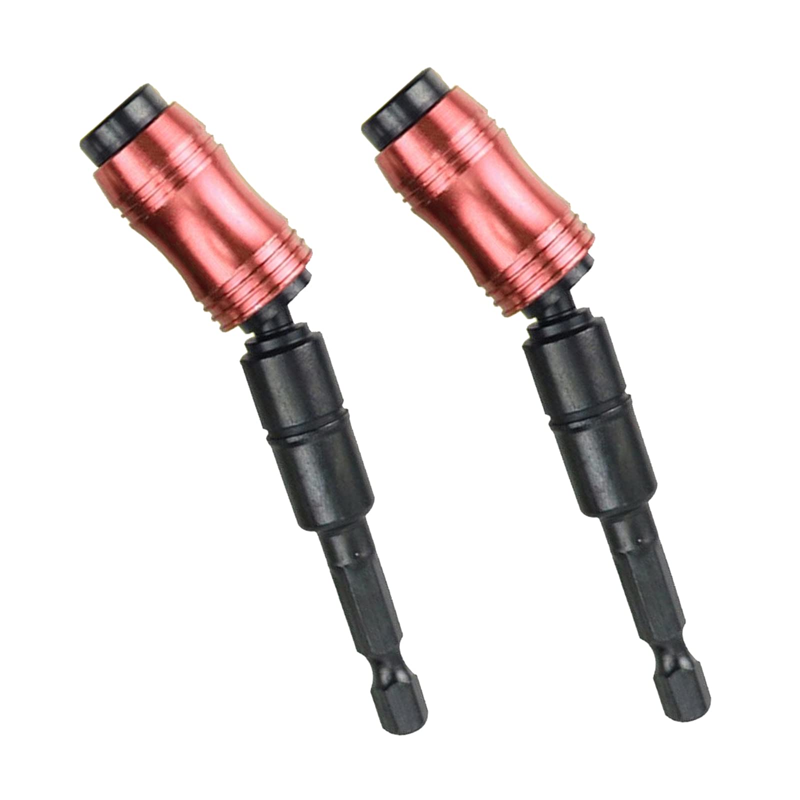Kslogin 2pcs Drill Tip Electrical Tools Woodworking Magnetic Adjustable Change Pivot Screwdriver Bit Holder, red+black