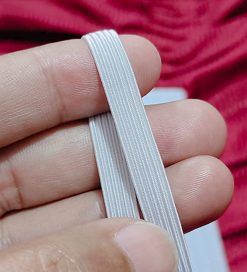 Noshad® White, 8mm - 1/3" Flat Elastic Band Cord for Sewing Knicker, Skirt, Dressmaking, Haberdashery, Clothing, DIY Arts and Crafts Accessory, Material, Supplies (20Meter - 22Yard)