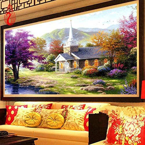 YGS-31 DIY 5D Diamond Mosaic Beautiful Lake House Scenery Full Diamond Painting Cross Stitch Kits Diamonds Embroidery Home Decoration
