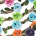 eBoot 12 Pieces Multicolor Rose Flower Headband Women Girl Fashion Floral Crown Garland Headbands with Elastic Ribbon