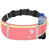 Running Belt with Water Bottle Waist Pack with Reflective Strip, Fanny Packs for Women & Men, Runners Bag Money Belt Phone Holder for Running Sports Hiking Traveling - Red