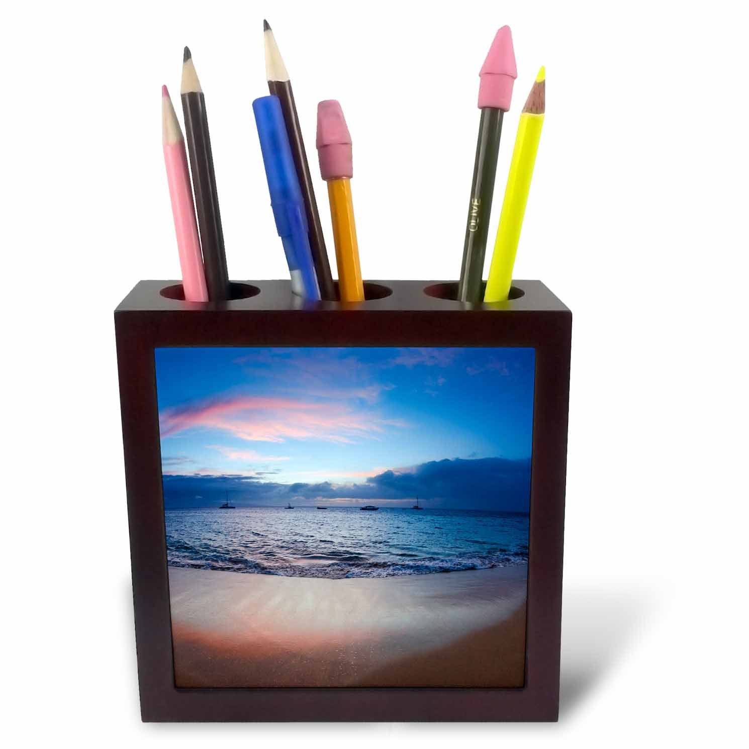 3dRose ph_205754_1 5-Inch "Sunset from Kaanapali Beach/Maui/Hawaii/USA" Tile Pen Holder
