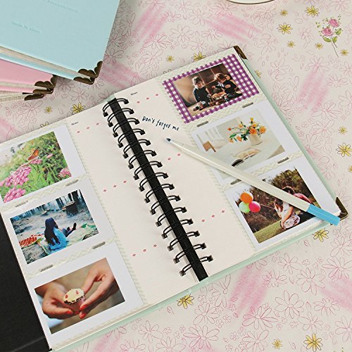 SAIKA 120 Pockets PU Leather Binder Coil Photo Album for 3-inch Fujifilm Instax Films, Fuji Mini 8 8+ Mini 9 70 90 25 50s 7s Photo Book Ticket Album Guest Book (Green) - Thumbnail 3