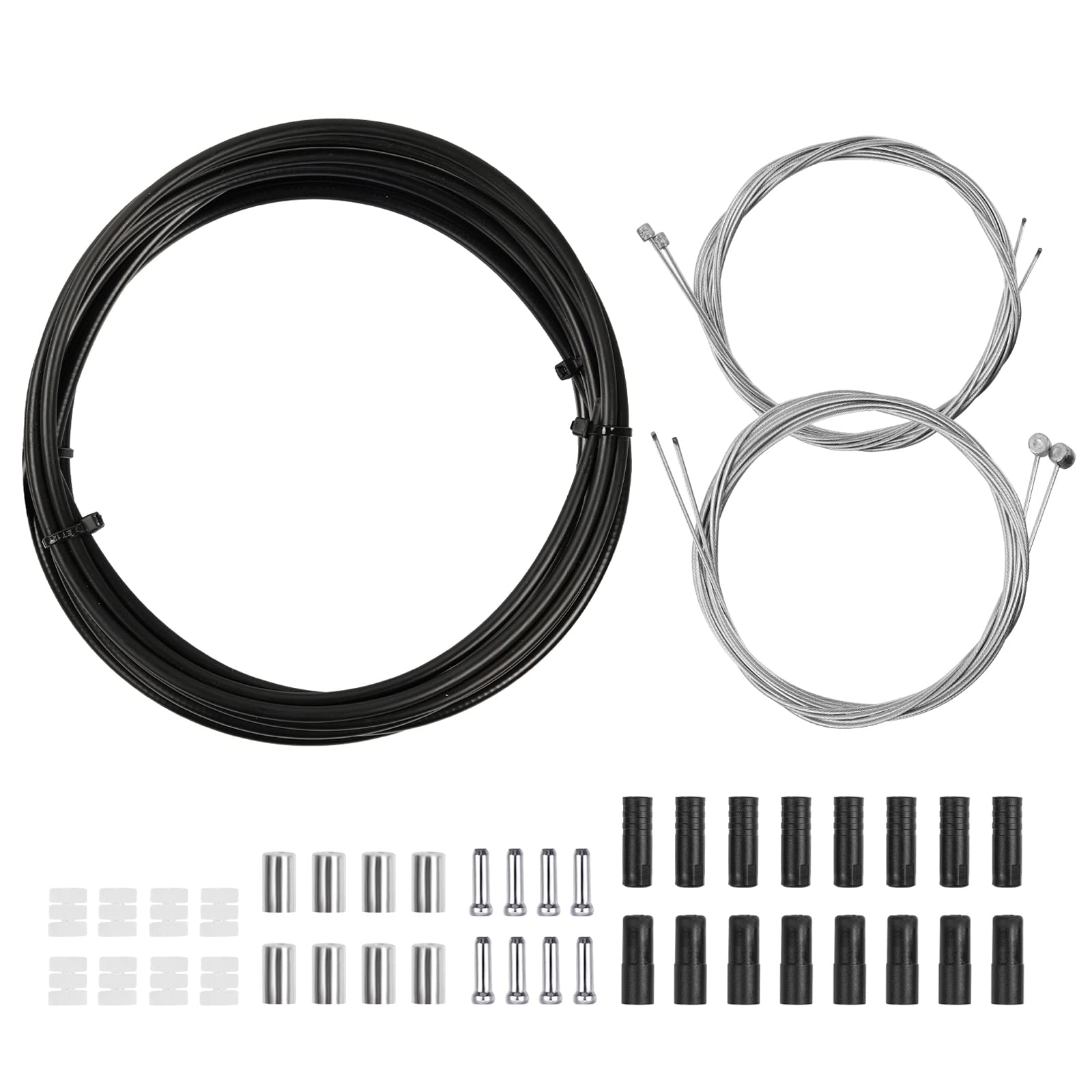 Bicycle Brake Cable Housing Kit, 2 Pieces Brake Cable Bicycle Bowden Cable Gear Cable with End Sleeve End Caps, Bicycle Accessories for Mountain Bikes, Road Bike