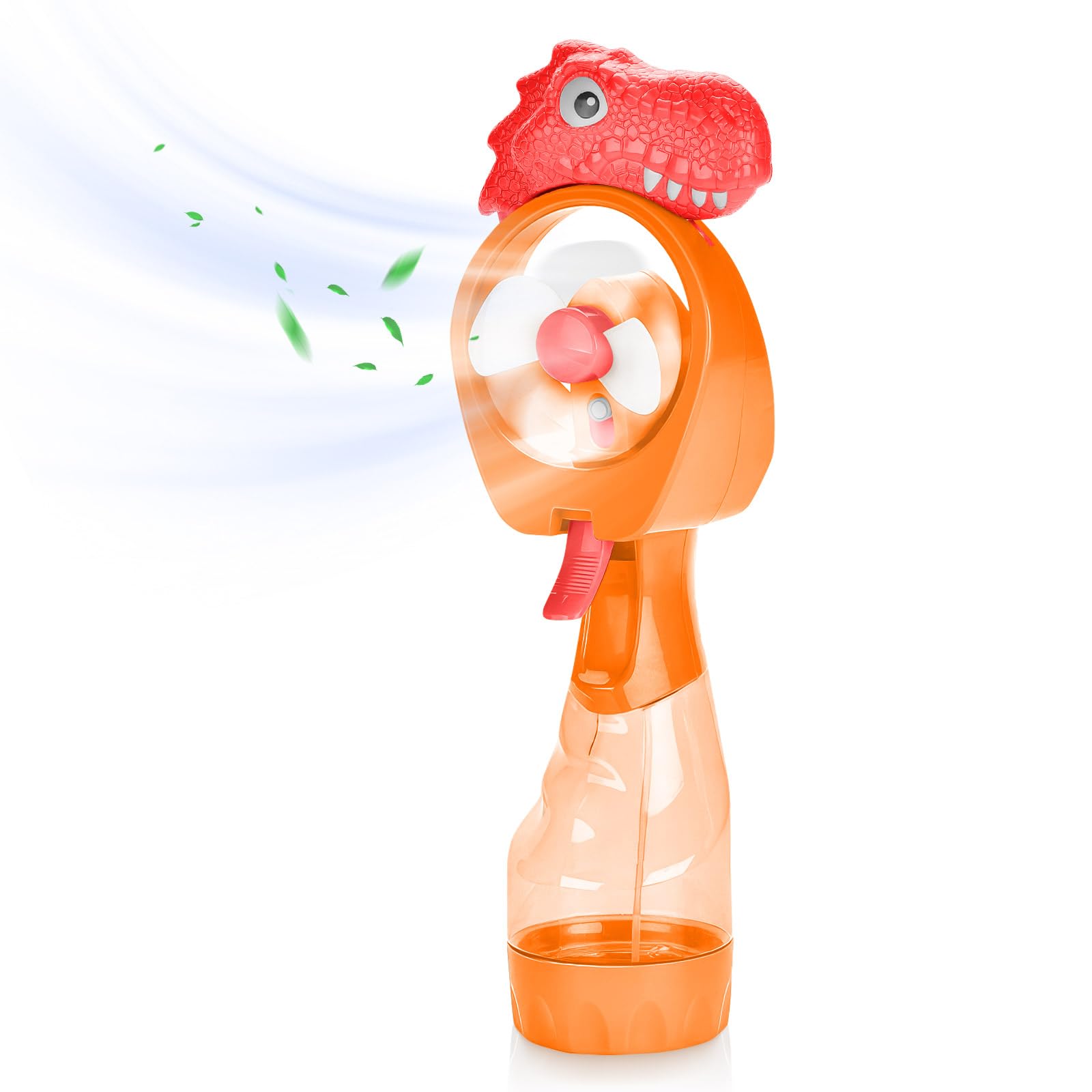 Photo 1 of QearFun Dinosaur Handheld Misting Fan with Water Spray,Personal Fan with Battery Operated,Portable Kids Fan for Boys, Cute Fan with Mist to Keep Cool Off (Red)