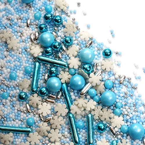 STREUSEL GLÃCK Streusel Eiszauber Mix blau weiss 90g Schneeflocken Sprinkles Zuckerstreusel perfekt für Plätzchen Torte Kuchen Cupcakes Muffins – Bild 6