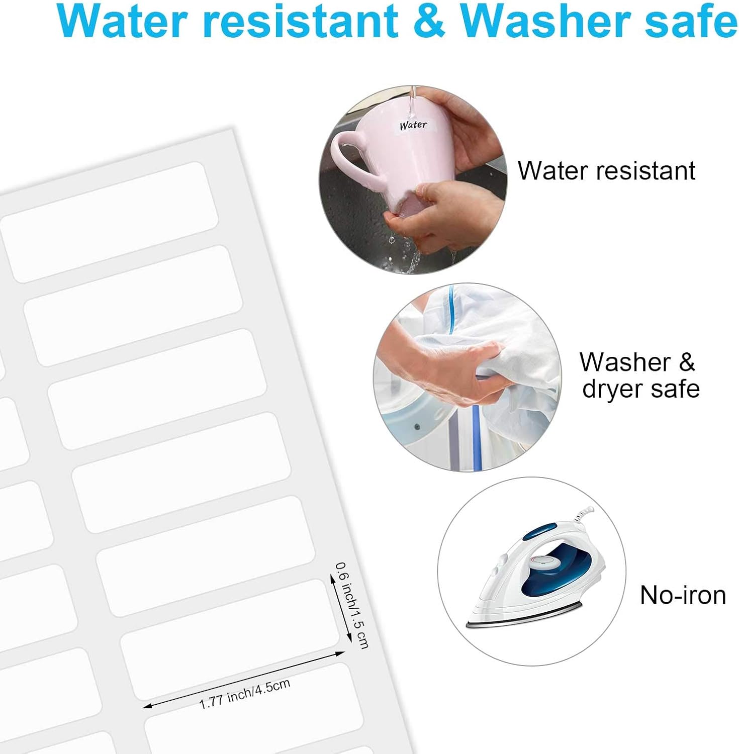 NoIron Kids Clothes Labels Writable Fabric Labels with Tweezer