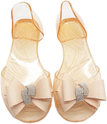 clear jelly sandals with bow