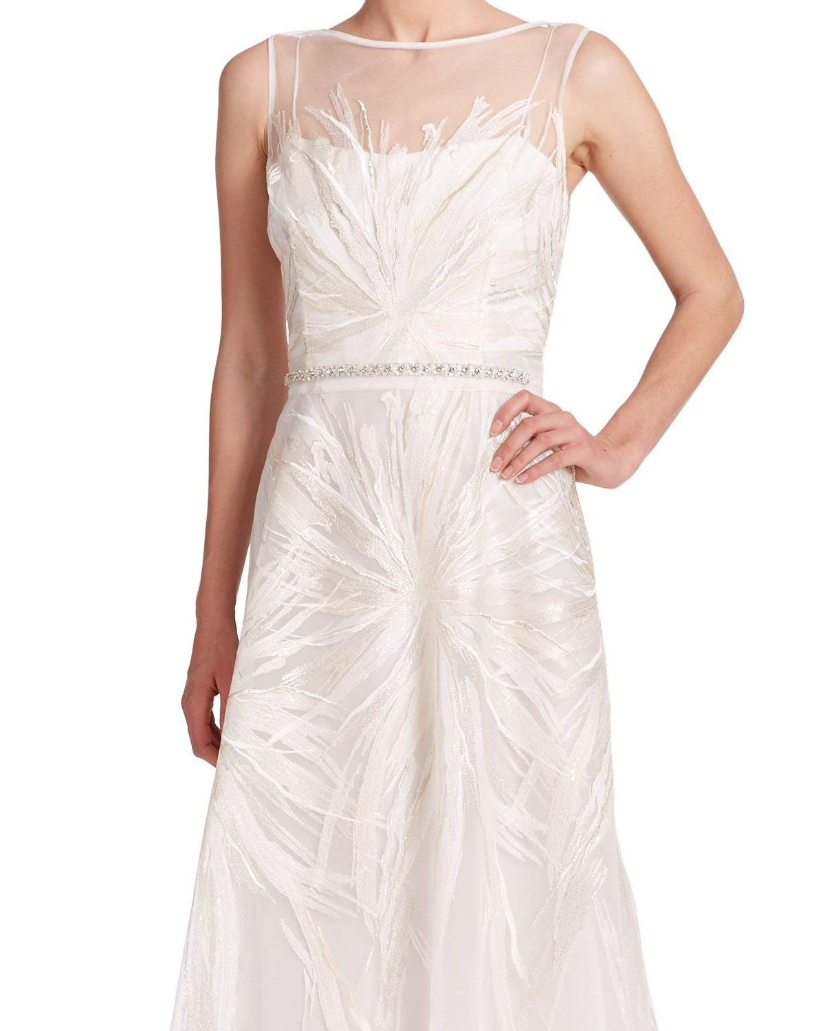 Teri Jon Embroidered Tulle Illusion Evening Gown Dress