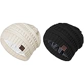 Beanies Women Satin Lined Beanie Winter Hats for Women Silk Lined Slouchy Beanie for Winter Warm Knit Cuffed Beanie Hat
