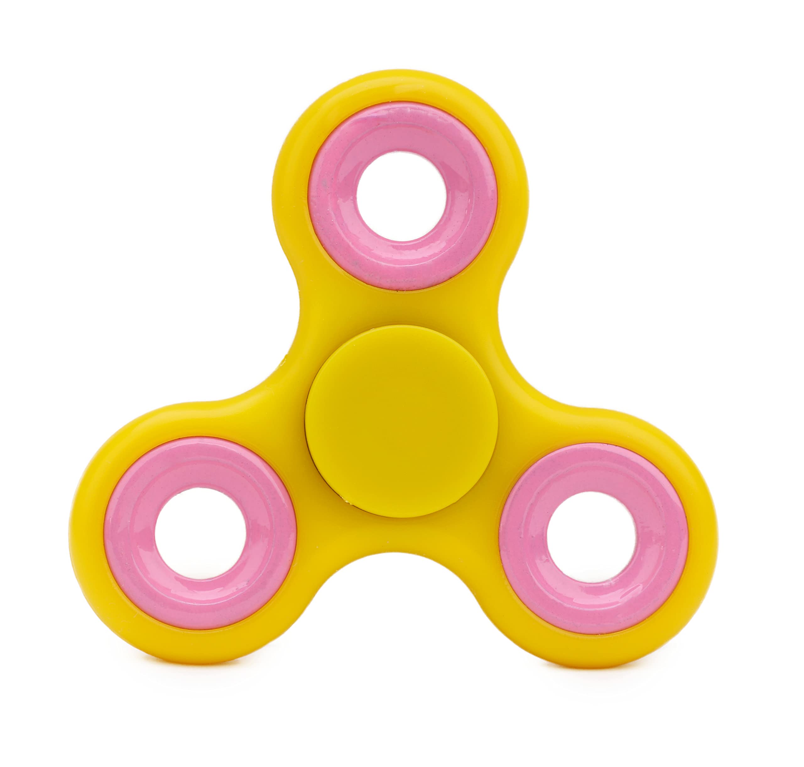 Toyland® Fidget Hand Spinner - Stress and Anxiety Relief - Assorted Colours (Yellow & Pink Rings)