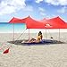 Red Suricata Family Beach Tent & Beach Canopy, UPF50 Sun Beach Shade, Sunshade with 4 Aluminum Poles, 4 Pole Anchors & Sand Shovel, Large & Portable Sun Shelter Tarp (Large, Red)