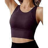 Ama Larsi High Neck Sports Bra for Women Longline Medium Impact Workout Crop Tank Tops Wirefree Padded Yoga Bra Gym