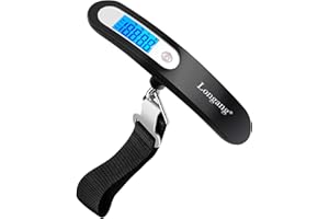 Longang 110 Lbs Digital Hanging Luggage Scale with Backlit for Travel, Rubber Paint Handle and Battery Included