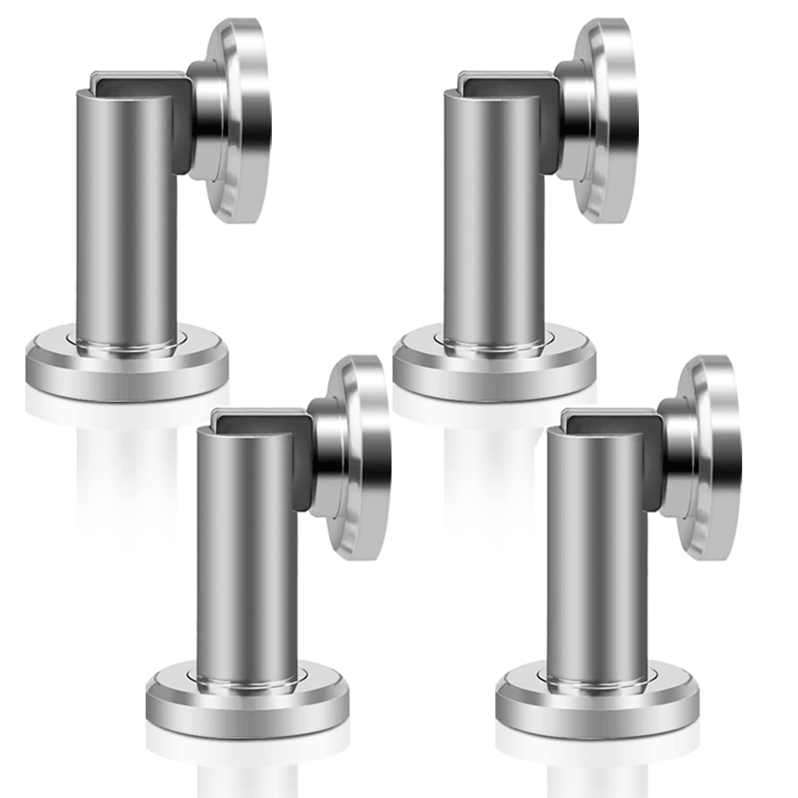 KOLAKO Magnetic Door Stop, Door Stopper for Skirtings, Stainless Steel Wall Floor Mount Heavy Duty Soft Catch Magnetc Door Holder, Magnetic Doorstop, Brushed Chrome Nickel 4 Pack