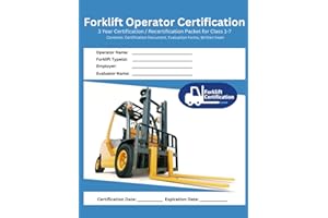 Forklift Operator Certification: 3 year Certification and Recertification packet for Class 1 - 7 including telehandler.